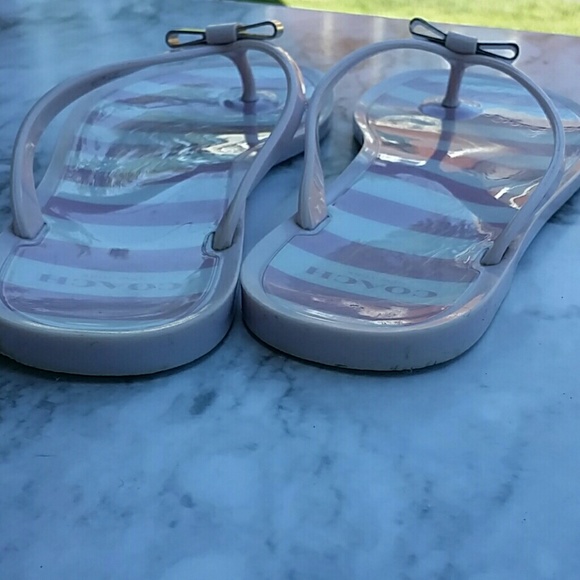 Coach Blush Pink Stripe Jelly Sandals - Picture 6 of 6